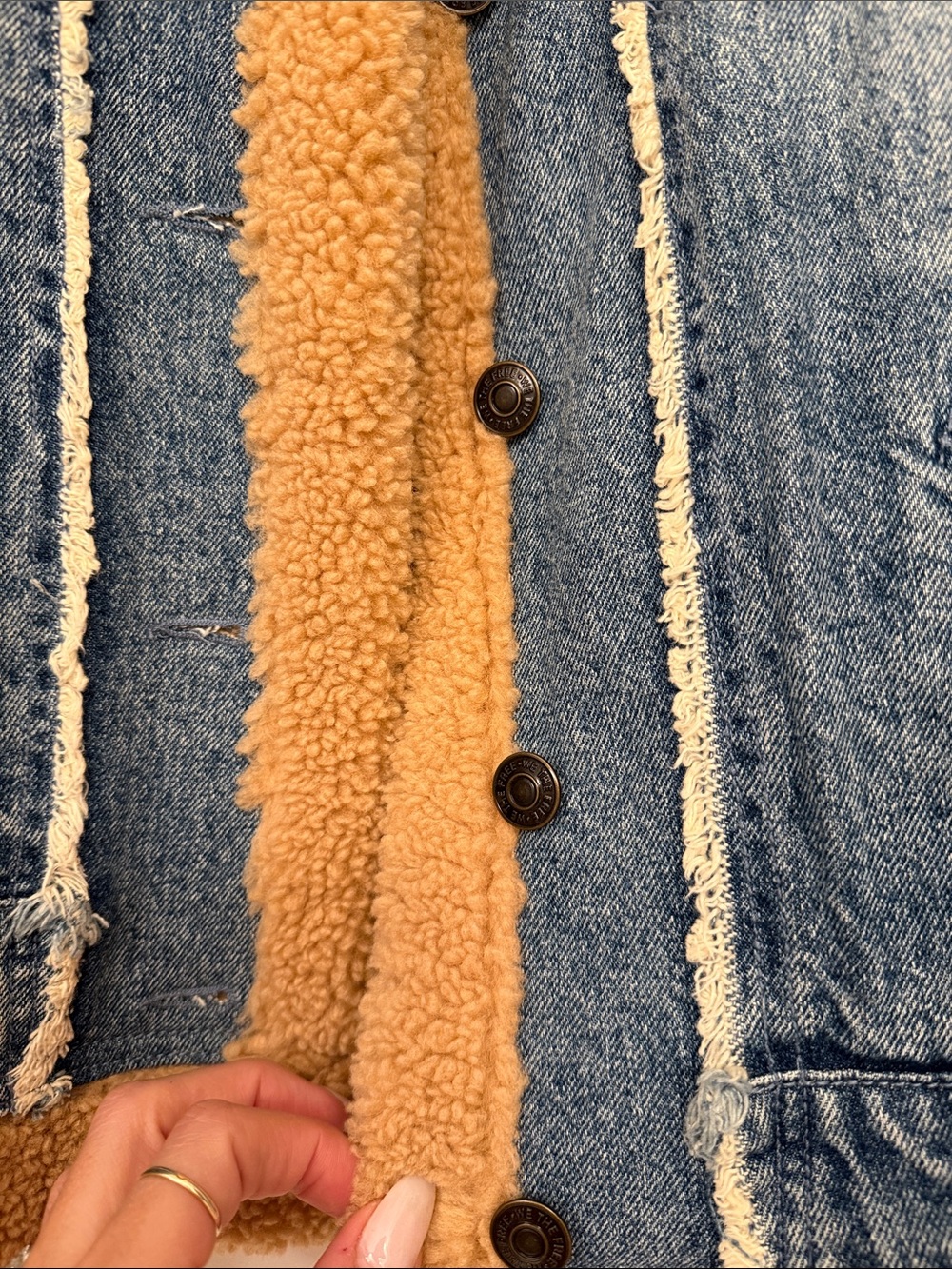We the free Free People Denim jacket with Sherpa-Lines collar and trim - Picture 4 of 5